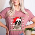 Ugly Xmas Sweater Santa Boston Terrier Dog Christmas For Men Women Kids Women's Heather T-Shirt Heather Mauve