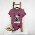 4th July Blue Heeler Dog Merica Patriotic USA Flag Cute Women's Heather T-Shirt Heather Maroon