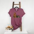 Boston Terrier Bigfoot Dog Walking Dog Mom Dad Kids Women's Heather T-Shirt Heather Maroon