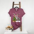 Boston Terrier Christmas Tree Lights Santa Hat Women's Heather T-Shirt Heather Maroon