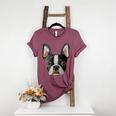 Boston Terrier Cute Puppy Face Dog Lover Pet Owner Women's Heather T-Shirt Heather Maroon