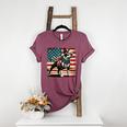 Boston Terrier Dog 4th Of July USA American Flag Patriotic Women's Heather T-Shirt Heather Maroon
