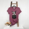 Boston Terrier Dog Puppy Dog In Pocket Cute Pet Lover Women's Heather T-Shirt Heather Maroon