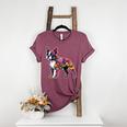 Boston Terrier Floral Dog Lover Vintage Distressed For Men Women Kids Women's Heather T-Shirt Heather Maroon