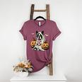 Boston Terrier Ghost Boo Halloween Costume Spooky Season Women's Heather T-Shirt Heather Maroon