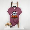 Boston Terrier Ghost Boo Halloween Kids Women's Heather T-Shirt Heather Maroon