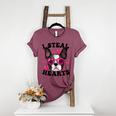 Boston Terrier Heart Glasses Girls Bostie Valentines Day Women's Heather T-Shirt Heather Maroon