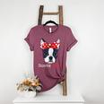 Boston Terrier Mom Bostie Women Girls Women's Heather T-Shirt Heather Maroon