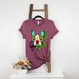 Boston Terrier In Red Day Of The Dead Sugar Skull Dog Women's Heather T-Shirt Heather Maroon