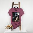 Boston Terrier Selfie Full Moon Flying Witch Halloween Dog Women's Heather T-Shirt Heather Maroon