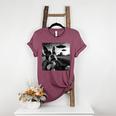 Boston Terrier Graphic Selfie With UFOs Weird Aliens Women's Heather T-Shirt Heather Maroon