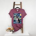 Boston Terrier Van Gogh Starry Night Women's Heather T-Shirt Heather Maroon