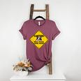 Caution Sign Boston Terrier Dog Bostie Puppy Women's Heather T-Shirt Heather Maroon