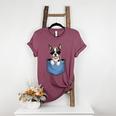Cute Pocket Boston Terrier Lover Dog Mom Women's Heather T-Shirt Heather Maroon