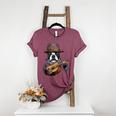 Guitar Shirt Boston Terrier Dog Playing Acoustic Guitar Women's Heather T-Shirt Heather Maroon