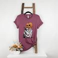 Halloween Skeleton Boston Terrier Women's Heather T-Shirt Heather Maroon