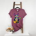 Hawaiian Boston Terrier & Pineapple Ukulele Summer Vacation Women's Heather T-Shirt Heather Maroon