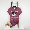 Just a Woman Who Loves Her Boston Terrier Cute Dog Mom Women's Heather T-Shirt Heather Maroon