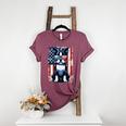 Vintage Boston Terrier Dog American US USA Flag Pets Dogs Women's Heather T-Shirt Heather Maroon
