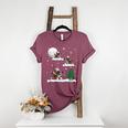 Xmas Lighting Tree Santa Riding Boston Terrier Christmas Women's Heather T-Shirt Heather Maroon