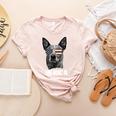 4th July Blue Heeler Dog Merica Patriotic USA Flag Cute Women's Heather T-Shirt Heather Peach