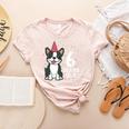 6 Years Old Birthday Boston Terrier Dog Lover 6th Party Kid Women's Heather T-Shirt Heather Peach