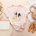 Ballaholic Boston Terrier Dog Chasing Bostie Ball Women's Heather T-Shirt Heather Peach