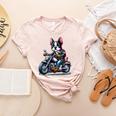 Biker Boston Terrier Dog Riding Motorbike Women's Heather T-Shirt Heather Peach
