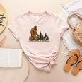 Boston Terrier Bigfoot Dog Walking Dog Mom Dad Kids Women's Heather T-Shirt Heather Peach