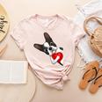 Boston Terrier Bostie Dog Kids Women Girls Women's Heather T-Shirt Heather Peach