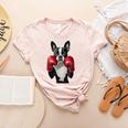 Boston Terrier Boxing Women's Heather T-Shirt Heather Peach