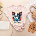 Boston Terrier Bruh Dog Lover Women's Heather T-Shirt Heather Peach