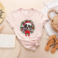 Boston Terrier Christmas Wreath Decoration Xmas Pajamas Women's Heather T-Shirt Heather Peach