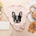 Boston Terrier Cute Puppy Face Dog Lover Pet Owner Women's Heather T-Shirt Heather Peach
