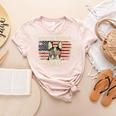 Boston Terrier Dad Dog Lovers American Flag 4th Of July For Women Men Women's Heather T-Shirt Heather Peach