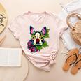 Boston Terrier In Day Of The Dead Sugar Skull Dog Women's Heather T-Shirt Heather Peach
