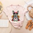 Boston Terrier Dia De Los Muertos Day Of The Dead Dog Skull For Men Women Kids Women's Heather T-Shirt Heather Peach