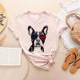 Boston Terrier Dog 4th July America USA Flag Men Women Kids Women's Heather T-Shirt Heather Peach