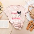 Boston Terrier Dog Bostie Halloween Costume Dog For Kids Women's Heather T-Shirt Heather Peach