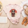 Boston Terrier Dog Japanese Style Samurai Dogs Women's Heather T-Shirt Heather Peach