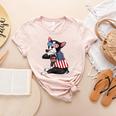Boston Terrier Dog Merica 4th Of July Usa American Flag Men Women's Heather T-Shirt Heather Peach