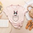 Boston Terrier Dog In The Pocket Boston Terrier For Men Women Girls Kids Women's Heather T-Shirt Heather Peach