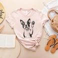 Boston Terrier Dog Raising Paw Idea Men Women Women's Heather T-Shirt Heather Peach