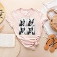 Boston Terrier Dogs With Sunglasses Photo Pets Meme Women's Heather T-Shirt Heather Peach