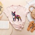 Boston Terrier Floral Dog Lover Vintage Distressed For Men Women Kids Women's Heather T-Shirt Heather Peach