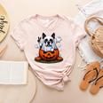 Boston Terrier Ghost Boo Halloween Kids Women's Heather T-Shirt Heather Peach