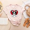 Boston Terrier Heart Cute Puppy Lover Or Dog Owner Women's Heather T-Shirt Heather Peach