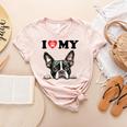 Boston Terrier I Heart My Dog Dog Lover Women's Heather T-Shirt Heather Peach