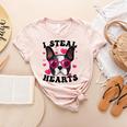 Boston Terrier Heart Glasses Girls Bostie Valentines Day Women's Heather T-Shirt Heather Peach