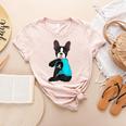Boston Terrier I Love Mom Apparel Women's Heather T-Shirt Heather Peach